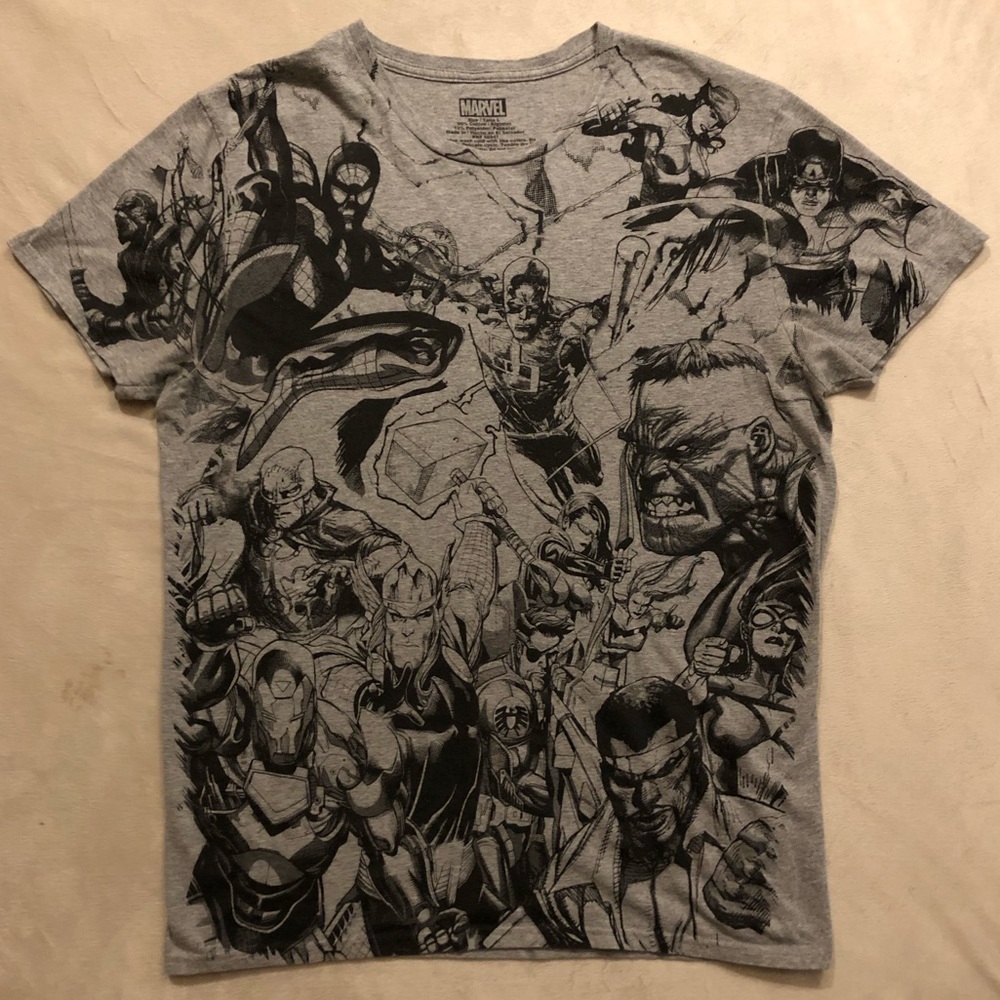 Marvel Super Heroes All Over Black & White Graphic